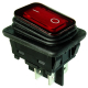 Vypínač kolískový 30x22 1-0 DPST 20(4)A 250VAC čierny/červený podsvietený F6,3 O -