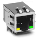 RJ45 aljzat +transzf. 100 Base-T THT vízsz. árnyékolt LED G/Y