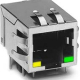 Zásuvka RJ45 s transform. 100 Base-T do DPS horiz. tienená LED G/Y